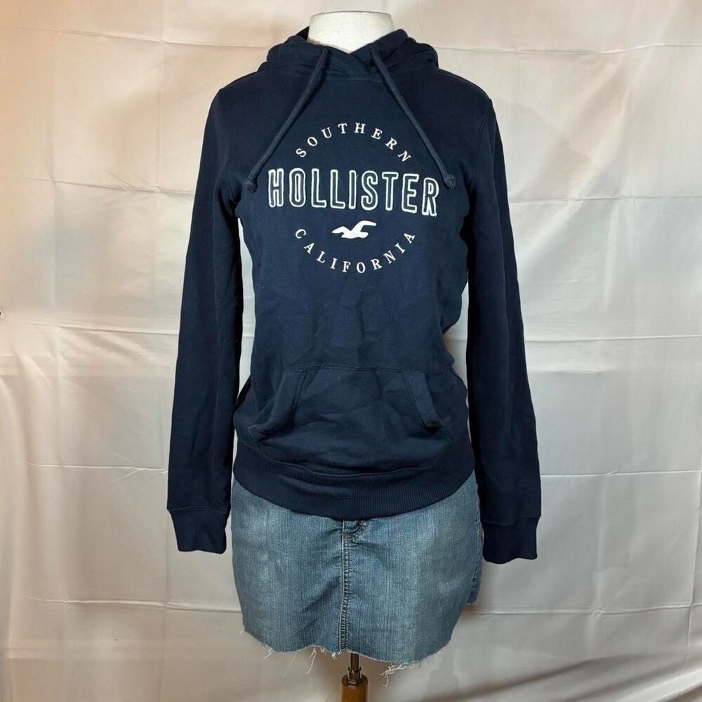 Hollister-co Women's Navy and Blue Hoodie